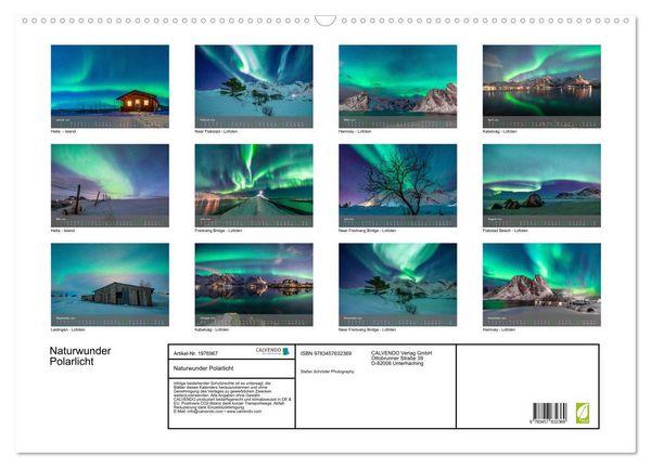 Produktbild: Naturwunder Polarlicht (Wandkalender 2026 DIN A2 quer), CALVENDO Monatskalender