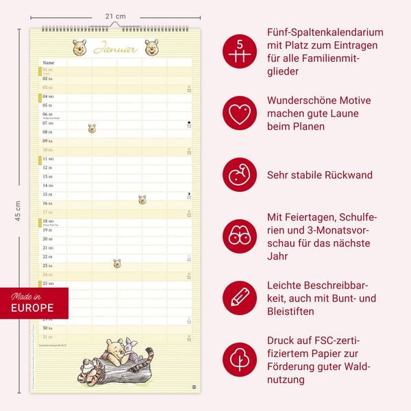 Produktbild: Winnie Puuh Familienplaner 2027
