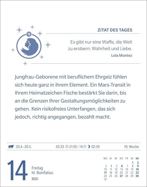 Produktbild: Jungfrau Sternzeichenkalender 2027 - Tagesabrei&szlig;kalender - Ihr Horoskop f&uuml;r jeden Tag