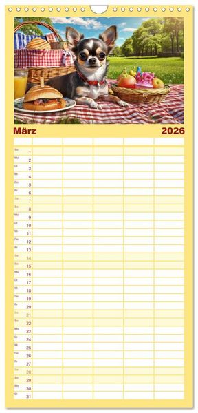 Produktbild: Familienplaner 2026 - Chillige Chihuahuas - Entspannte Fellnasen genie&szlig;en das Leben mit 5 Spalten (Wandkalender, 21 x 45 cm) CALVENDO