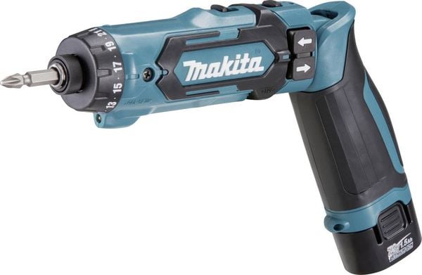 Makita DF012DSE Akku-Knickschrauber 7.2 V 1.5 Ah Li-Ion inkl. 2. Akku, inkl. Ladegerät, inkl. Koffer