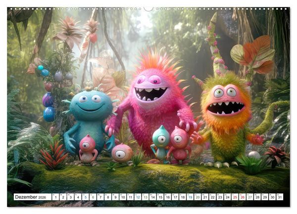 Produktbild: Monsterparade im Anmarsch (Wandkalender 2026 DIN A2 quer), CALVENDO Monatskalender