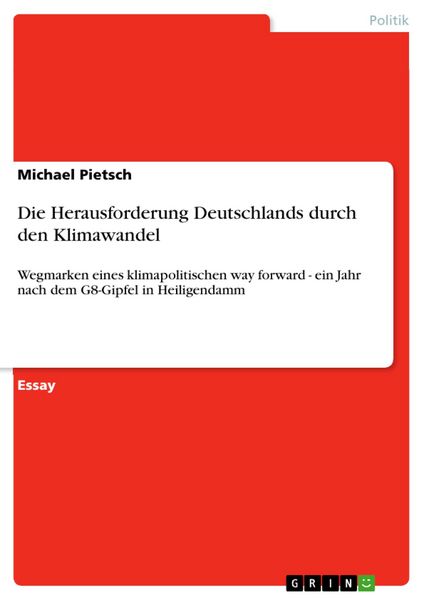 Produktbild: Die Herausforderung Deutschlands durch den Klimawandel