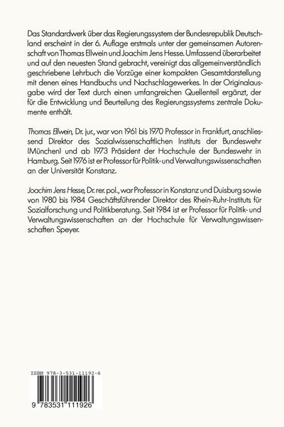 Produktbild: Das Regierungssystem der Bundesrepublik Deutschland