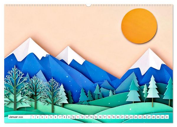 Produktbild: Wandel der Jahreszeiten in Papierschichten (hochwertiger Premium Wandkalender 2026 DIN A2 quer), Kunstdruck in Hochglanz