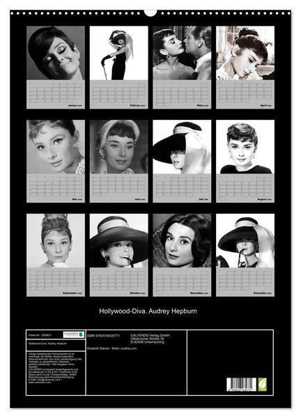 Produktbild: Hollywood-Diva. Audrey Hepburn (Wandkalender 2026 DIN A2 hoch), CALVENDO Monatskalender
