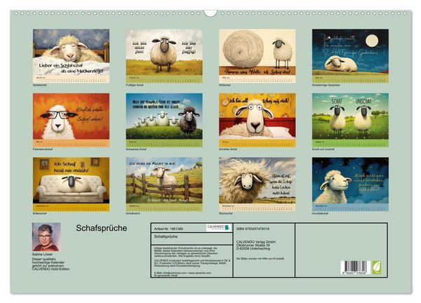 Produktbild: Schafspr&uuml;che (Wandkalender 2026 DIN A2 quer), CALVENDO Monatskalender
