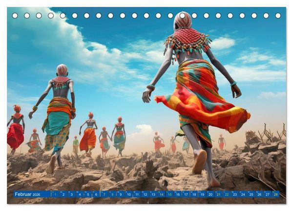 Produktbild: Surrealistische Bilder - Inspiriert von den Massai (Tischkalender 2026 DIN A5 quer), CALVENDO Monatskalender