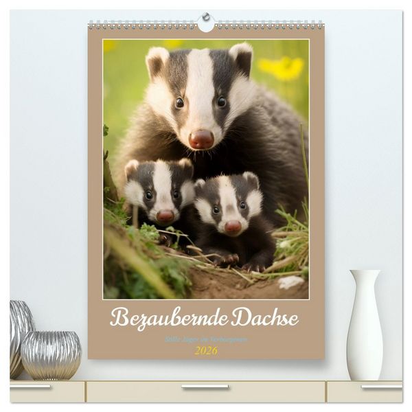 Produktbild: Bezaubernde Dachse (hochwertiger Premium Wandkalender 2026 DIN A2 hoch), Kunstdruck in Hochglanz