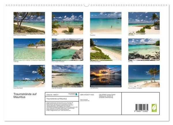 Produktbild: Traumstr&auml;nde auf Mauritius (hochwertiger Premium Wandkalender 2026 DIN A2 quer), Kunstdruck in Hochglanz