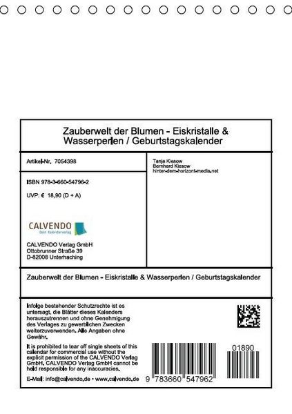 Produktbild: Zauberwelt der Blumen - Eiskristalle & Wasserperlen / Geburtstagskalender (Tischkalender immerw&auml;hrend DIN A5 hoch)