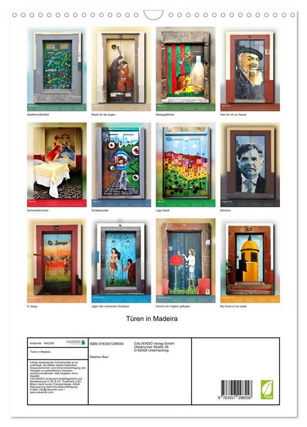 Produktbild: T&uuml;ren in Madeira (Wandkalender 2026 DIN A3 hoch), CALVENDO Monatskalender