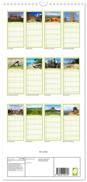 Produktbild: Familienplaner 2026 - Sri Lanka mit 5 Spalten (Wandkalender, 21 x 45 cm) CALVENDO