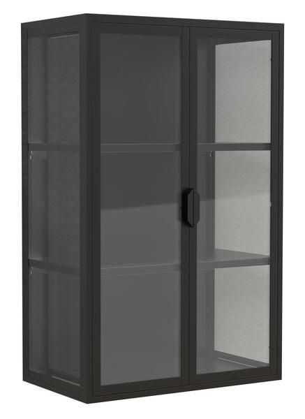 Produktbild: Stahl Wandvitrine H&auml;ngevitrine Vitrine Glas Flokas
