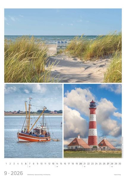 Produktbild: Strandgeflüster - Momente am Meer 2026 - Bildkalender A3 (29,7x42 cm) - mit Feiertagen - Triplets - drei Bilder pro Monat - Naturkalender - Wandplaner