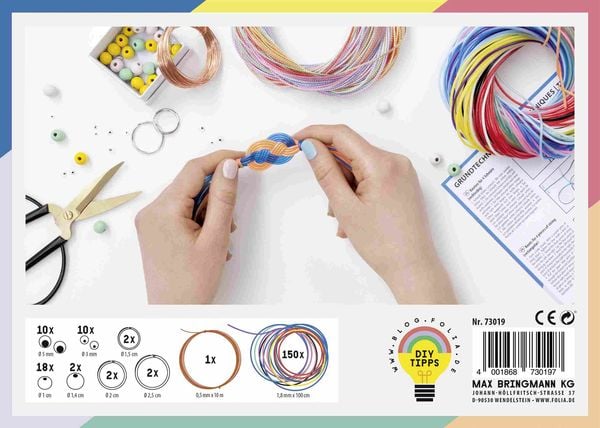 Produktbild: Folia Scoubidou Flechtschn&uuml;re KREATIV BOX, 150 Flechtschn&uuml;re und Zubeh&ouml;r