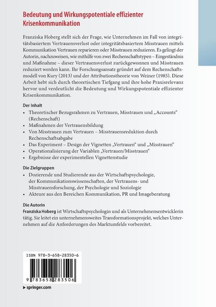 Produktbild: Bedeutung und Wirkungspotentiale effizienter Krisenkommunikation