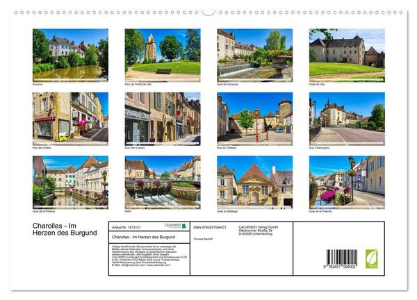 Produktbild: Charolles - Im Herzen des Burgund (hochwertiger Premium Wandkalender 2026 DIN A2 quer), Kunstdruck in Hochglanz