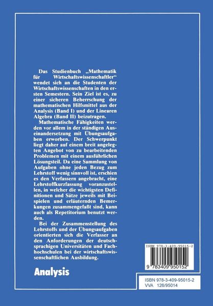 Produktbild: Mathematik f&uuml;r Wirtschaftswissenschaftler