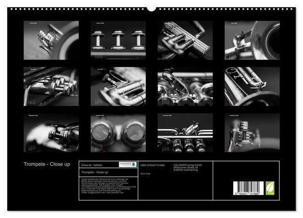 Produktbild: Trompete - Close up (hochwertiger Premium Wandkalender 2026 DIN A2 quer), Kunstdruck in Hochglanz