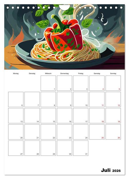 Produktbild: Nudelgerichte einmal anders serviert (Wandkalender 2026 DIN A4 hoch), CALVENDO Monatskalender