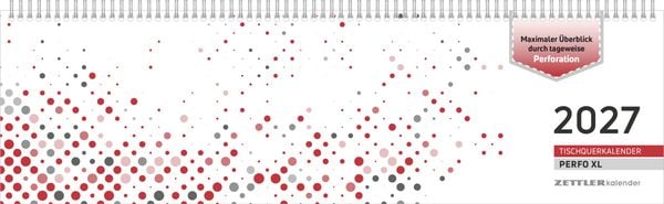 Produktbild: ZETTLER Tischquerkalender 1W/2S PERFO XL rot 2027