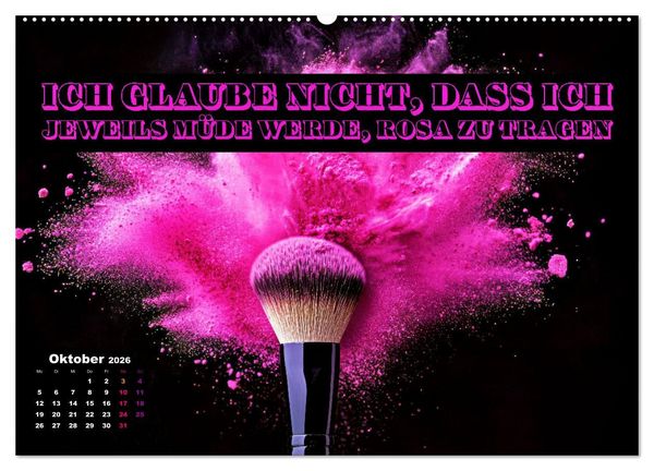 Produktbild: Lieblingsfarbe Rosa - mit coolen Spr&uuml;chen (hochwertiger Premium Wandkalender 2026 DIN A2 quer), Kunstdruck in Hochglanz