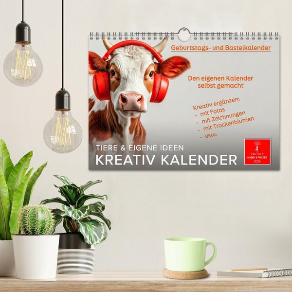 Produktbild: Kreativ Kalender - Tiere & eigene Ideen (Wandkalender 2026 DIN A4 quer), CALVENDO Monatskalender
