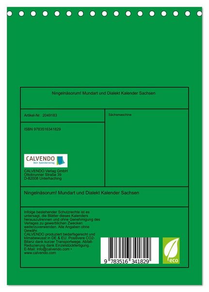 Produktbild: Ningeln&auml;sorum! Mundart und Dialekt Kalender Sachsen (Tischkalender 2026 DIN A5 hoch), CALVENDO Monatskalender