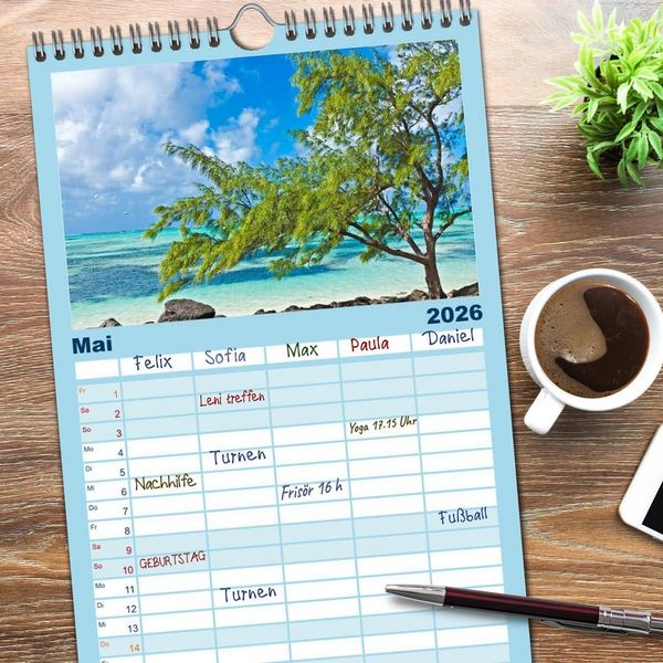 Produktbild: Familienplaner 2026 - Mauritius - Perle im Indischen Ozean mit 5 Spalten (Wandkalender, 21 x 45 cm) CALVENDO