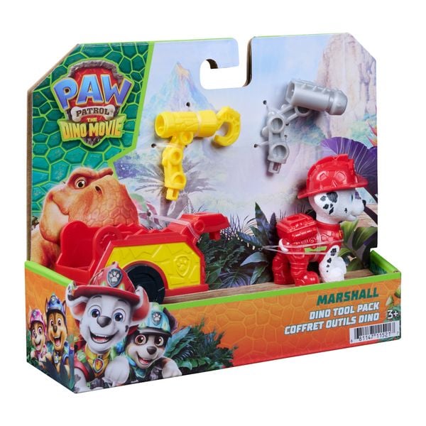 Produktbild: PAW Patrol: Der Dino Film, Marshalls Dino Werkzeug-Pack, Marshall-Figur mit Anh&auml;nger und Werkzeugen