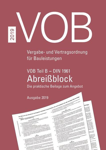 VOB Teil B - DIN 1961 - Abreißblock, Taschenbuch von , DIN Media, 978-3-410-29606-5