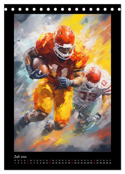 Produktbild: American Football. Paintings (Tischkalender 2026 DIN A5 hoch), CALVENDO Monatskalender