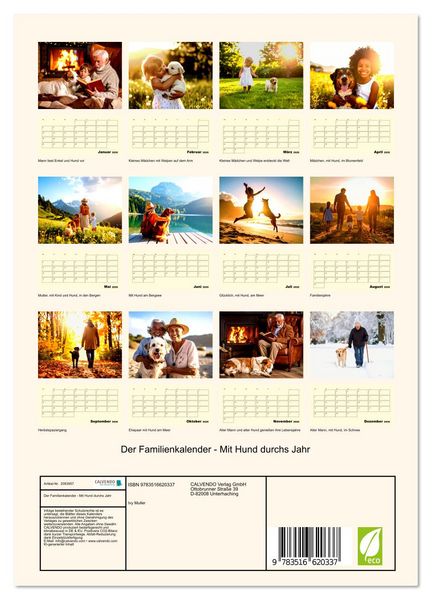 Produktbild: Der Familienkalender - Mit Hund durchs Jahr (Wandkalender 2026 DIN A4 hoch), CALVENDO Monatskalender