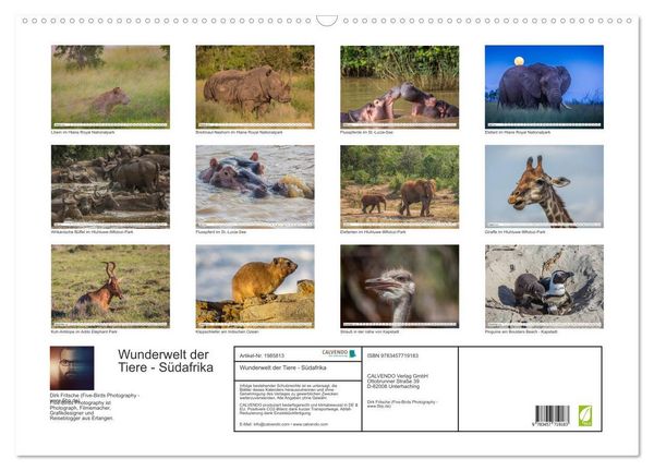 Produktbild: Wunderwelt der Tiere - S&uuml;dafrika (Wandkalender 2026 DIN A2 quer), CALVENDO Monatskalender
