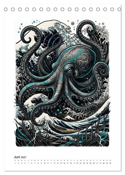 Produktbild: Irezumi - Japans Seele in zwei Farben (Tischkalender 2027 DIN A5 hoch), CALVENDO Monatskalender