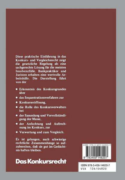 Produktbild: Das Konkursrecht