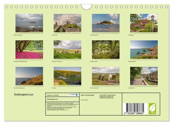 Produktbild: S&uuml;dengland pur (Wandkalender 2027 DIN A4 quer), CALVENDO Monatskalender