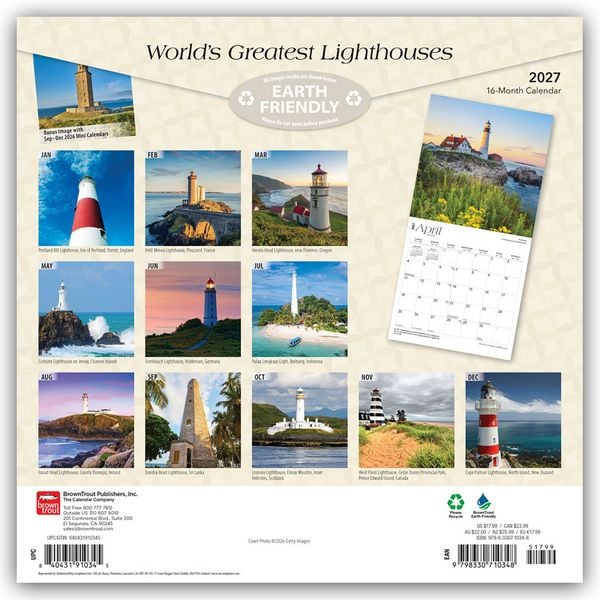 Produktbild: World Greatest Lighthouses &ndash; Die gr&ouml;&szlig;ten Leuchtt&uuml;rme der Welt 2027 &ndash; 16-Monatskalender