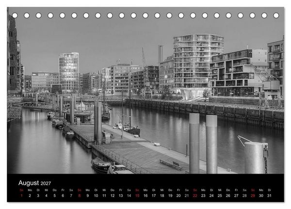 Produktbild: Hamburg monochrome Impressionen (Tischkalender 2027 DIN A5 quer), CALVENDO Monatskalender
