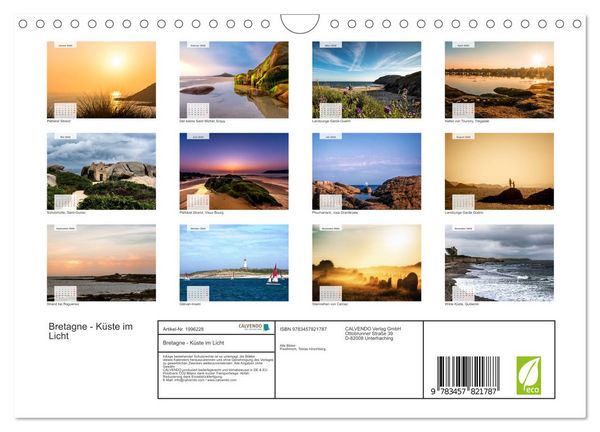 Produktbild: Bretagne - K&uuml;ste im Licht (Wandkalender 2026 DIN A4 quer), CALVENDO Monatskalender