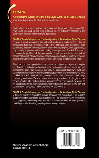 Produktbild: SPARK: A Parallelizing Approach to the High-Level Synthesis of Digital Circuits