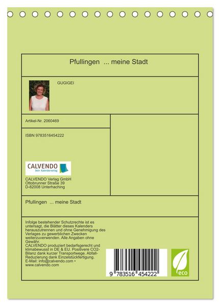 Produktbild: Pfullingen ... meine Stadt (Tischkalender 2026 DIN A5 hoch), CALVENDO Monatskalender