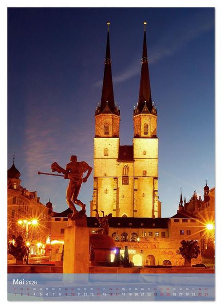 Produktbild: NACHT IN HALLE SAALE (Wandkalender 2026 DIN A2 hoch), CALVENDO Monatskalender