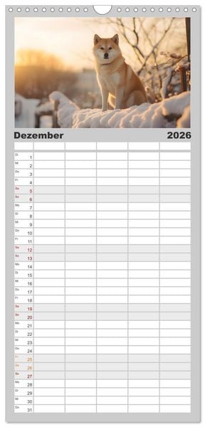 Produktbild: Familienplaner 2026 - Shiba Inu - Stolz und Anmut mit 5 Spalten (Wandkalender, 21 x 45 cm) CALVENDO