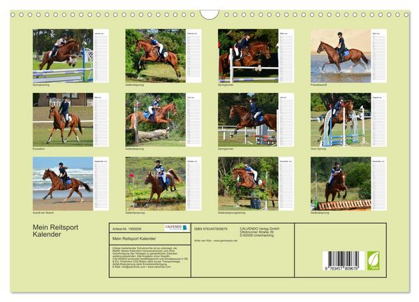 Produktbild: Mein Reitsport Kalender (Wandkalender 2026 DIN A3 quer), CALVENDO Monatskalender