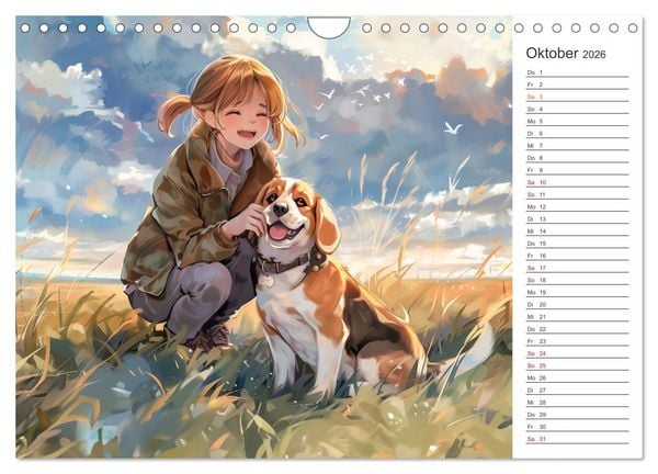 Produktbild: Anime-Freunde - Terminplaner mit niedlichen Tierfreundschaften (Wandkalender 2026 DIN A4 quer), CALVENDO Monatskalender