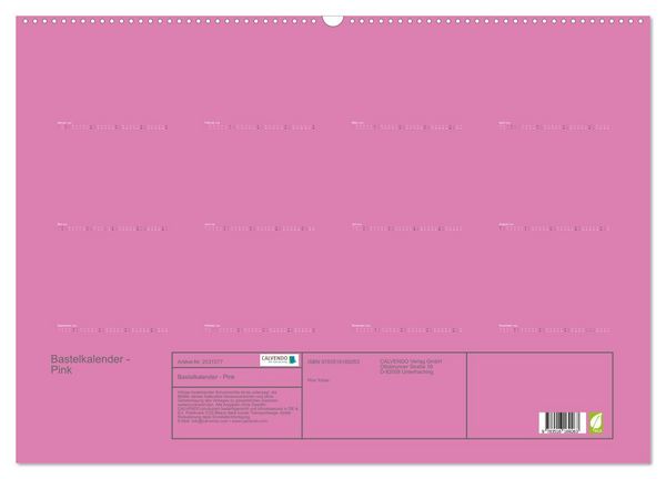 Produktbild: Bastelkalender - Pink (Wandkalender 2026 DIN A2 quer), CALVENDO Monatskalender