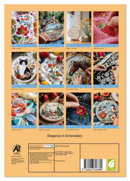 Produktbild: Elegance in Embroidery (Wall Calendar 2026 DIN A4 portrait), CALVENDO 12 Month Wall Calendar