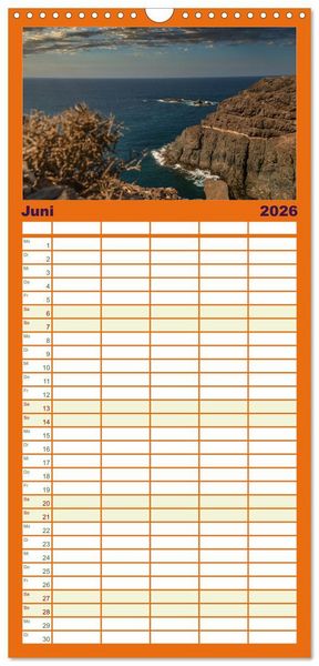 Produktbild: Familienplaner 2026 - Fuerteventura - Reise &uuml;ber die Vulkaninsel mit 5 Spalten (Wandkalender, 21 x 45 cm) CALVENDO